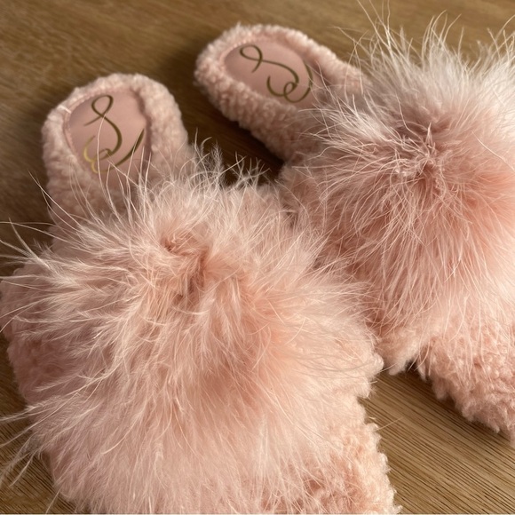 Sam Edelman Women's Francie Fuzzy Open Toe Slippers Blush - Picture 5 of 7